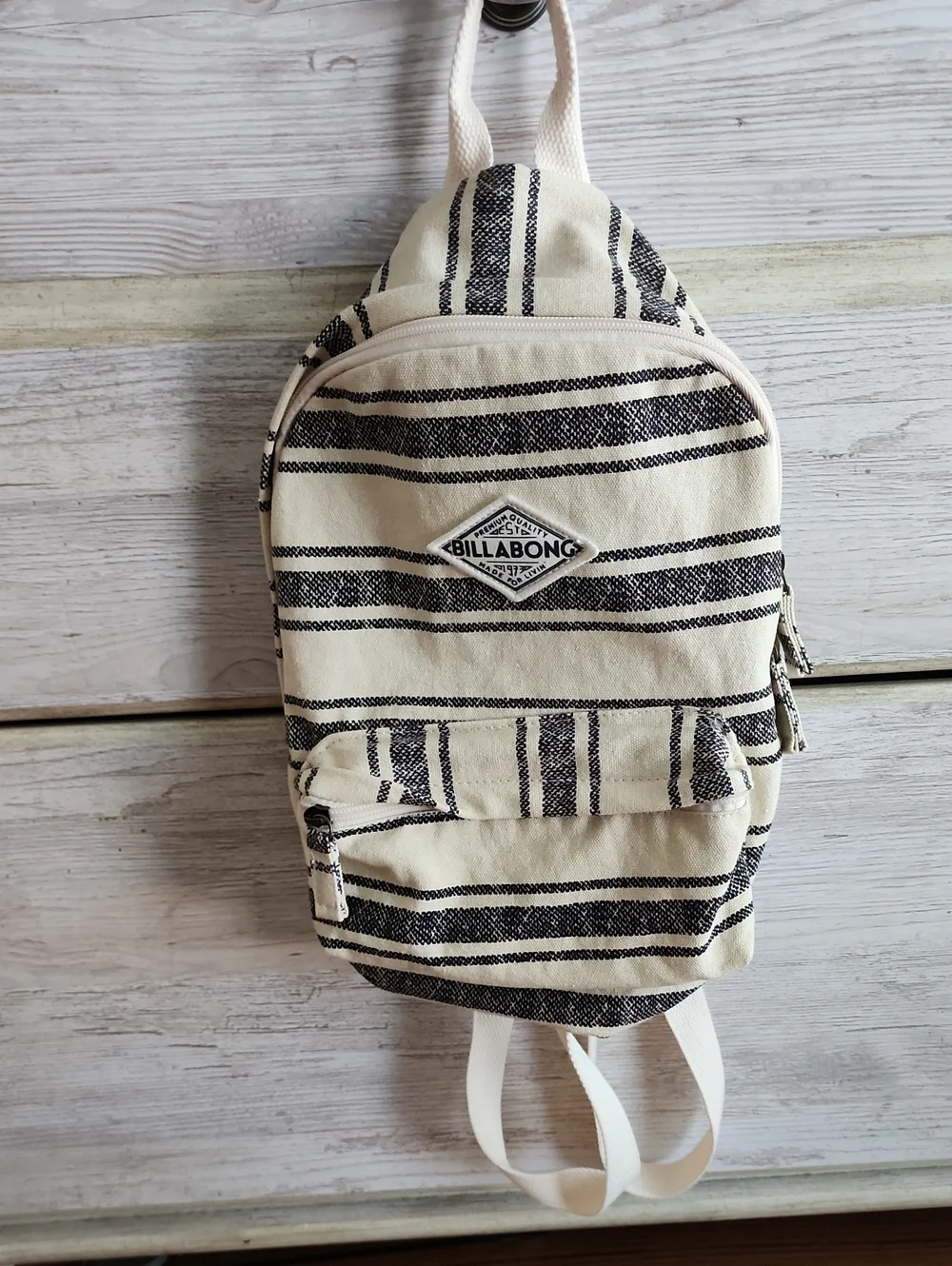 Billabong Cream and Black Striped Sling Backpack